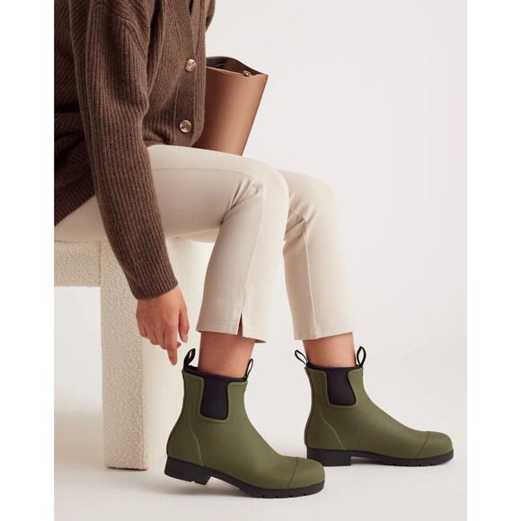 New Quince Rubber Waterproof Ankle Rain Boot Women's Size 9 Olive Green 4107-79 - Picture 2 of 9